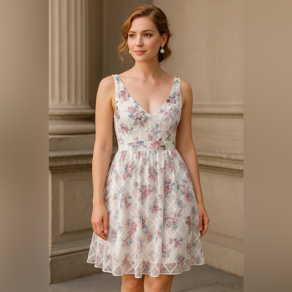 Maeve Anthropologie Floral Fit & Flare Dress Size 8 Kentucky Derby Wedding Guest - Picture 7 of 16